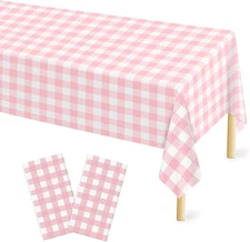 Pink Gingham Tablecloth 54 × 108 Inches Pink and White Checkered Table Cloth Dis