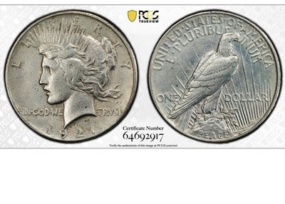 Key Date! 1921 Peace Dollar High Relief PCGS Gold Shield AU Detail
