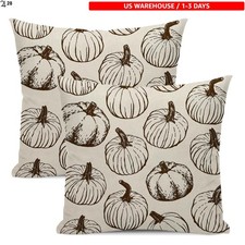 Trendy 18x18 Fall Pumpkin Pillow Covers in Black - Set of 2 for Home Decor