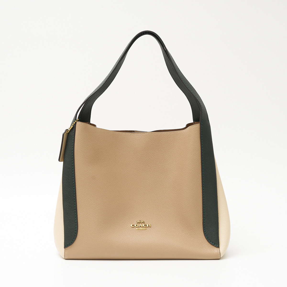 Coach Hadley Hobo Tote in Beige & Green Leather with Gold Hardware 76088