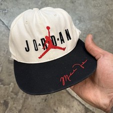 Vintage 90s Nike Air Jordan Black White Red SnapBack Cap Made In USA