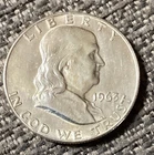 1963D Franklin Half dollar, 90% silver AU