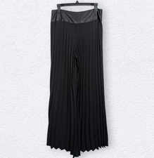 Cache Black Accordion Pleat Wide Leg Pants Size 8