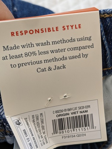 Cat & Jack Pull On Pants Boys Size 10 2 Pair Navy and Denim Reinforced Knees New - Picture 20 of 21