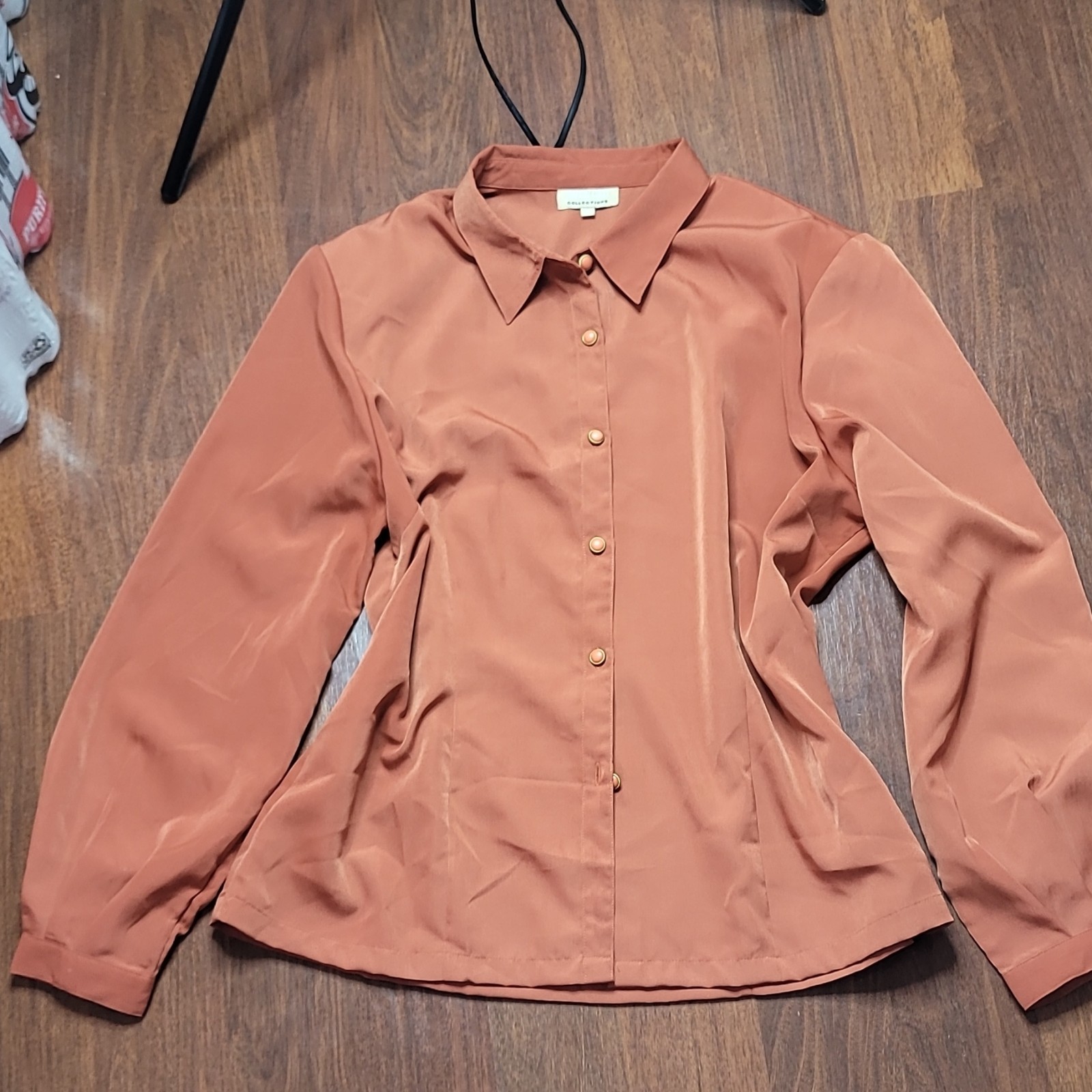 Stefano Cocci Rust Collared Button-Up Blouse Long… - image 3