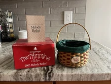Longaberger 2003 Tree Trimming Collection Melody Basket With Liner And Tie-on