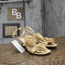 A New Day Womens Esme Floral Crochet Kitten Heels 92979007 Tan Brown 7M