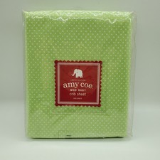 Vintage Amy Coe MOD BABY Crib Sheet Green with White Polka Dots Target 2005