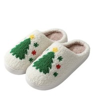 Women  s Warm Slippers Shoes Christmas Tree Cotton Soft Soles Non-slip S-M