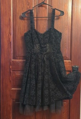 Hot Topic Disney Nightmare Before Christmas Flocked Corset Dress Sz M Black  | eBay