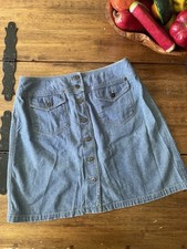 Vintage 90s Y2K Lizwear A-line Button Front Denim Mini Skirt Sz 10 Fairygoth