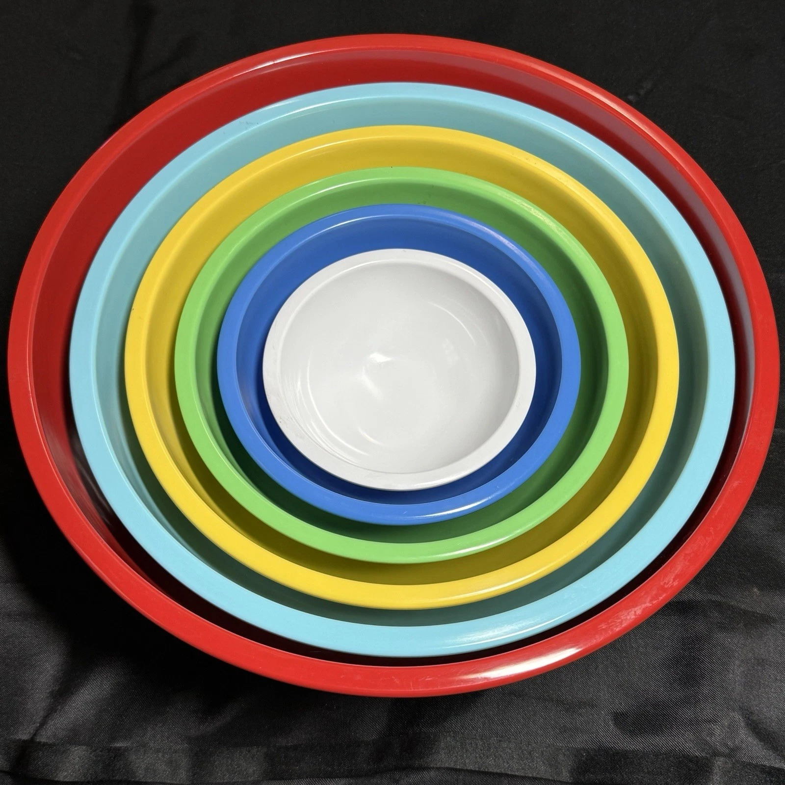 6 Martha Stewart Collection Mixing Bowls Melamine Rainbow of color, Nesting Bowl