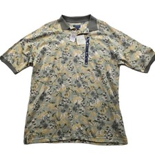 Duck Head Polo Shirt Mens XL Olive Green Cotton Tropical Palm Tree Print NEW