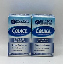 Exp 2/26 Colace Regular Strength Stool Softener 100 mg 30x2=60 Capsules Exp 2/26