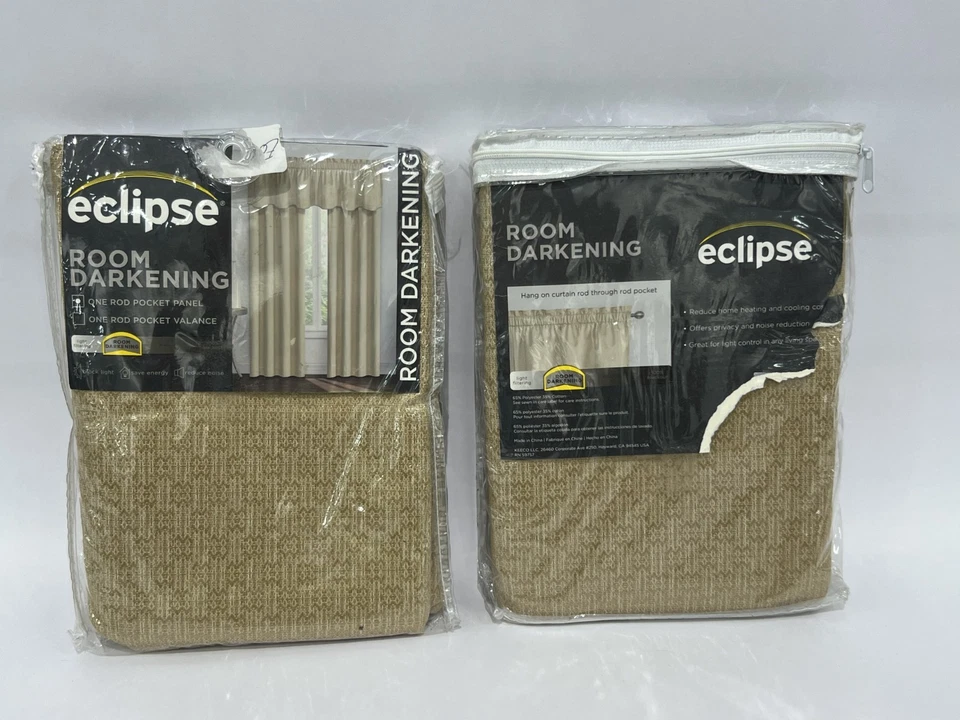 Lot of 2 Packs Eclipse 100% Blackout Curtains One Rod Pocket Panel in Gold NEW - Image 2 of 4