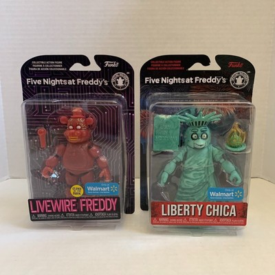 Five Nights At Freddy's Lot Of 2 Livewire Freddy Liberty Chica Action Figure New