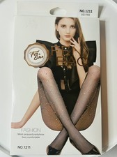 FENBAO Women&rsquo;s Black Fishnet Mesh Pantyhose Rhinestones NO.1211 Free Size