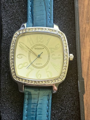 Womens New Gossip brand QVC wristwatch QVC Gossip Watch Women Blue Leather Band Analog Gold Tone  main image 2