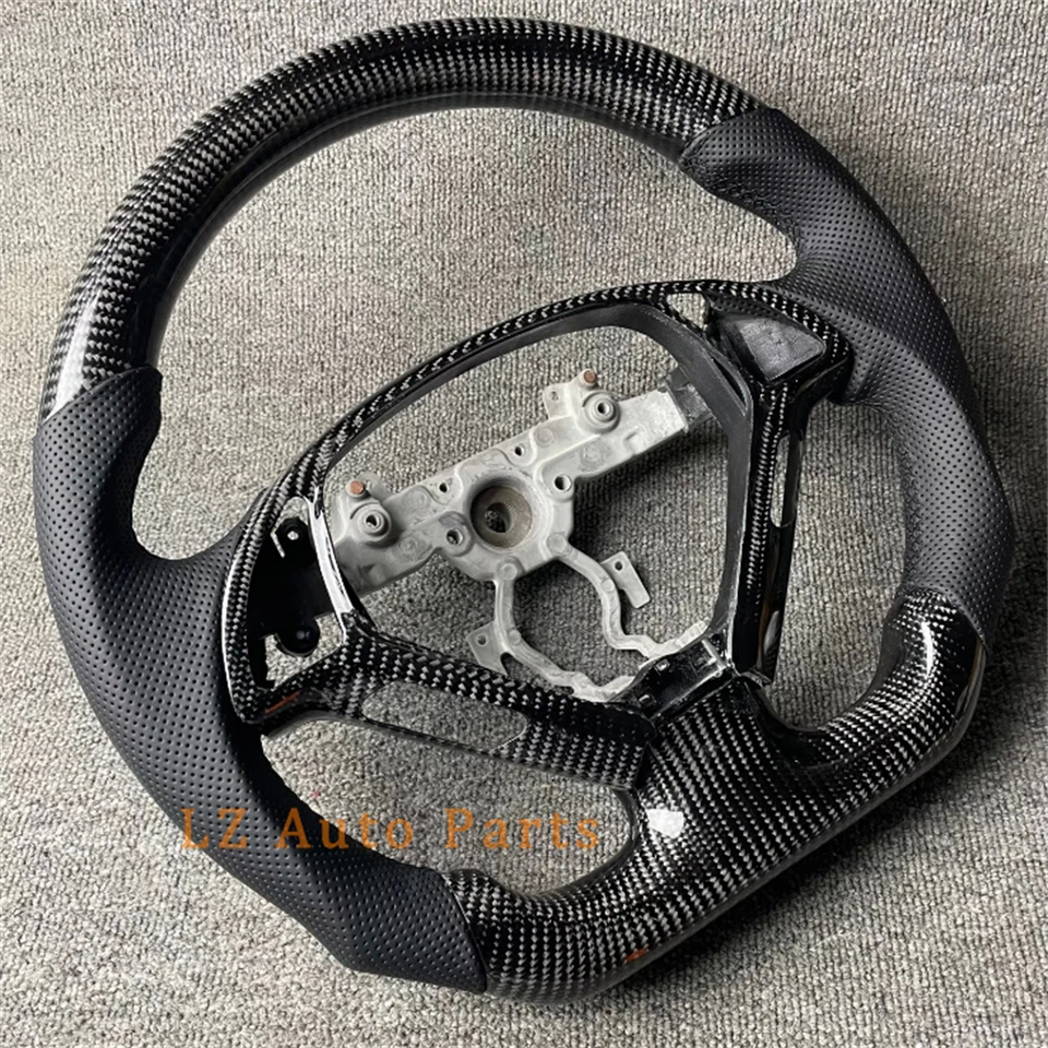 Volante de couro preto personalizado de fibra de carbono para 2008-2013 Infiniti G25 G37 - Imagem 3 de 3