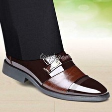 Mens Formal Dress British faux Patent Leather business Pointed Toe Wedding Shoes