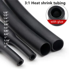 Heat Shrink Tubing Dual Wall Marine 3:1 Adhesive Glue Tube Waterproof  BLACK