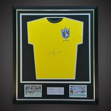 Fantastic Deluxe Framed - Zico Hand Signed Brazil Retro 1982 Shirt With COA £384