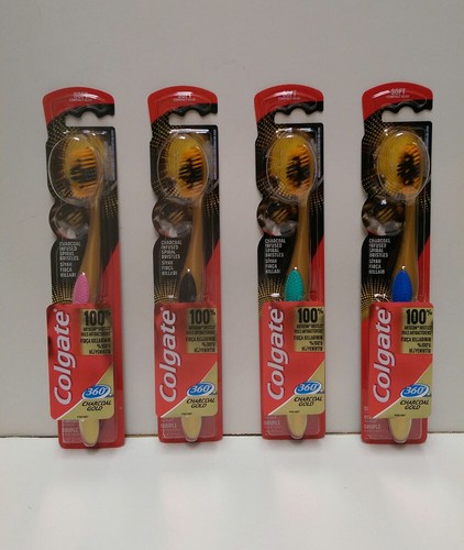 COLGATE 360° Charcoal Gold Toothbrush Soft Bristles - 4 Pack NEW - Picture 3 of 6