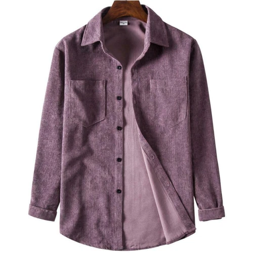 Camisa de pana para hombre Chaqueta de manga larga Informal Top Solapa Retro Calce ajustado Bolsillo - Imagen 4 de 15
