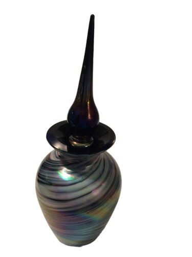 Vintage Art Glass Iridescent Perfume Bottle - Picture 2 of 11