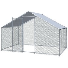 Metal Chicken Coop Run Walk-in Poultry Cage for 6-10 Chickens w/Waterproof Cover