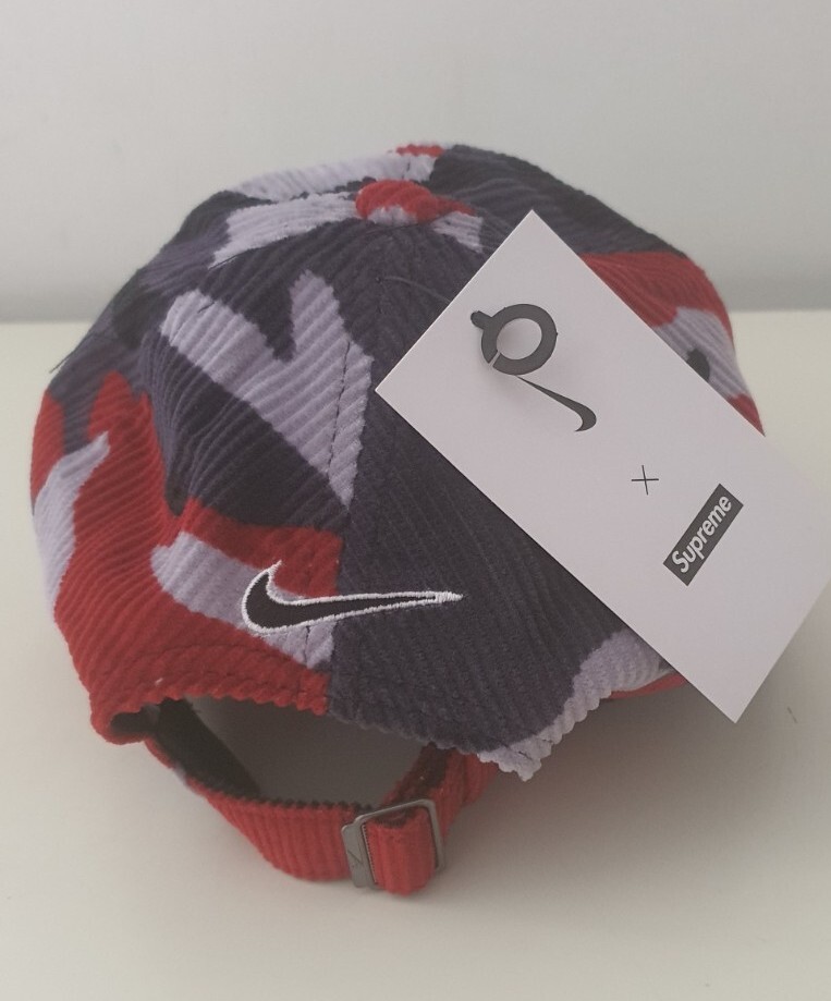 SS22 Supreme x Nike Arc Corduroy 6-panel cap hat Red camo
