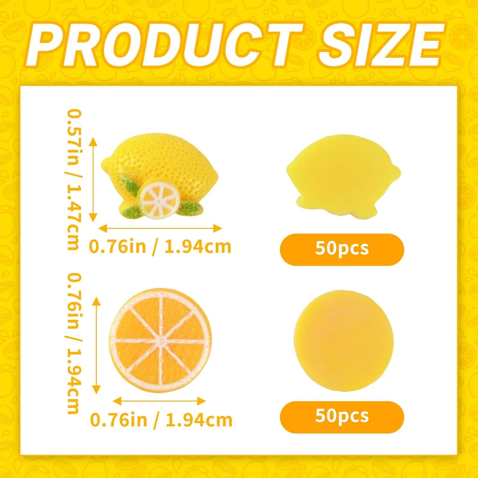 100pcs Artificial Lemons Flatblack Resin Lemon Fake Lemon for Scrapbooking Em... - Image 2 of 4