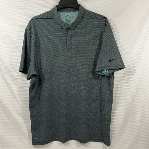 Nike Shirt Mens XL Black Striped Golf Polo Dri-Fit AeroReact Victory - Picture 2 of 6