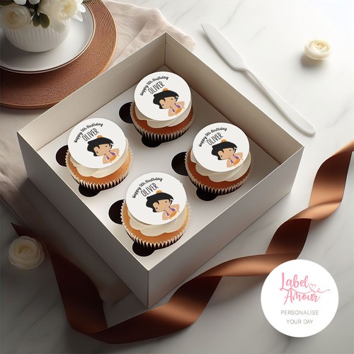 24 PERSONALISED Aladdin Birthday Party Cupcake Edible Toppers Favour Cake Thank - Picture 2 of 3