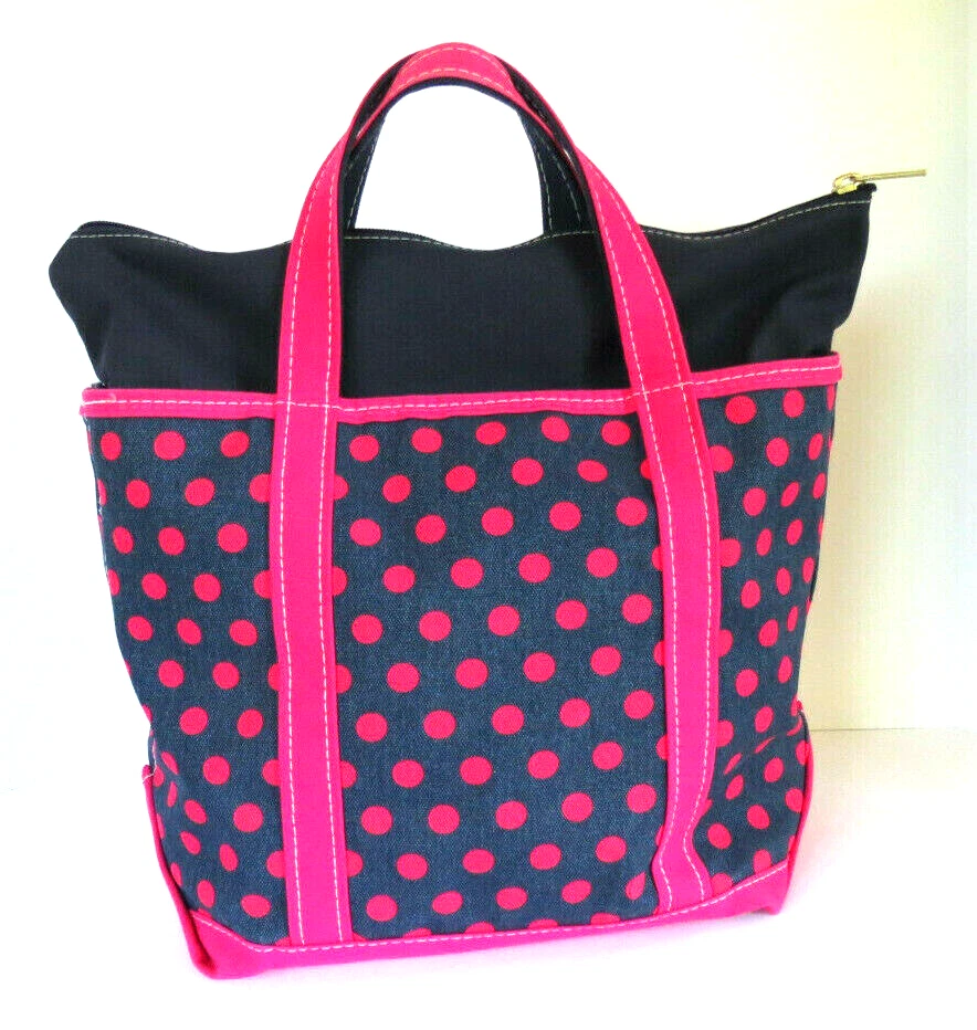 Vintage LL Bean Boat & Tote Bag - Polka Dot Beach Bag