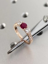 Vintage Ruby Ring Wedding Ring Women's Ring Sterling Silver Halo Engagement Ring