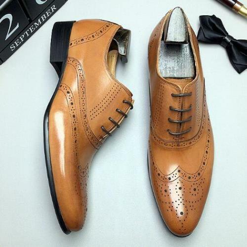 Men's Dress Oxfords Shoes - Business Office Pointed Footwear - Lace-Up Men's Formal Shoes (MSF2)