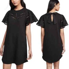 Parker X REVOLVE French Terry Eyelet Embroidered Short Sleeve Mini Dress Black S