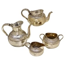 Antique Victorian Solid Silver four-piece tea & Coffee Set Martin Hall &Co 1883