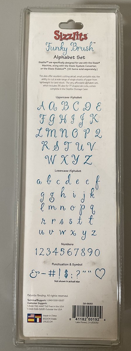 シジックス sizzix アルファベット ダイ funky brush 筆記体 Sizzix Sizzlits Funky Brush Alphabet Set | eBay