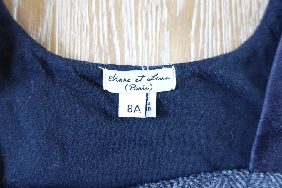 Eliane et Lena Girls Black Herringbone Cotton/Wool Jumper Dress Size 8 EUC - Image 4 of 4