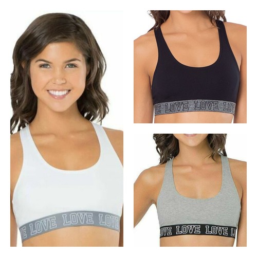 SO Junior Black Gray White Cotton Love T-Back Bralette ZG75B201Z XS S $24 NWT