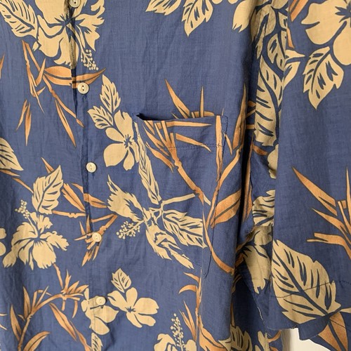 Reyn Spooner Hawaiian Traditionals Shirt Tropical Blue/Tan Mens Size L Vintage - Picture 4 of 7