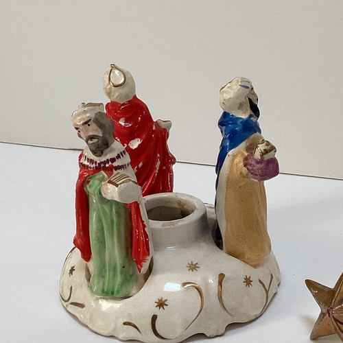 50er Jahre Commodore Three Kings Wisemen Keramik Kerzenständer mit Stern - Bild 4 von 6
