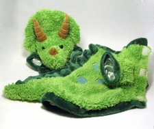 Halloween Dinosaur Dog Costume Triceratops Plush Head Hat Lined Pet Pretend Play