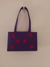 Sandol Purse The Red Hat Society Purple Women's Shoulder Hand Bag W/ Small Bag