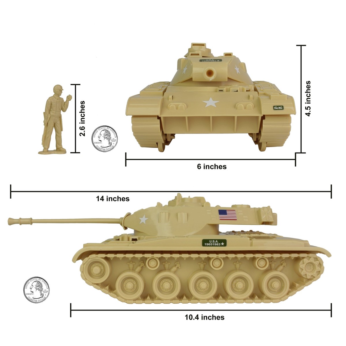 Tim Mee Processed Plastic Tan M41 Walker Bulldog Tank SWAT Timmee