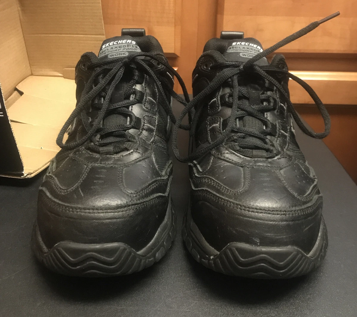 Skechers 77013 Work Relaxed Fit Soft Stride Mavin Black Shoes Men