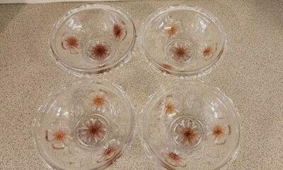 Vintage Mikasa Schalen, Set 4. Sammelset schönes kleines Blumengeschirr aus Glas