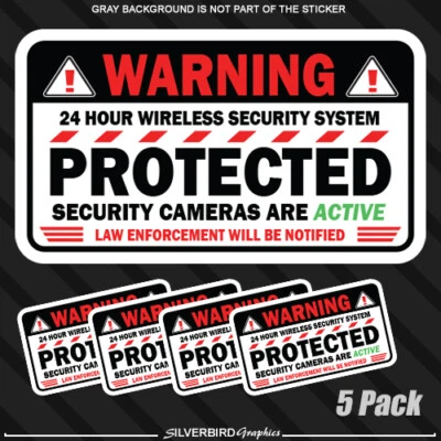 Camera security CCTV sticker alarm home business surveillance warning 5 pack USA
